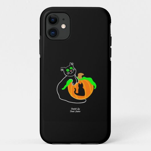 Zwarte kat pompoen Apple iPhone 11 Hoesje (Achterkant)