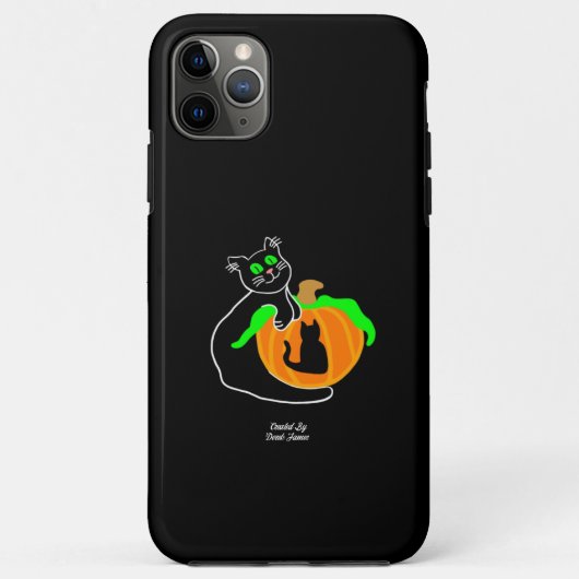 Zwarte kat pompoen Apple iPhone 11 Pro Max Hoesje (Achterkant)