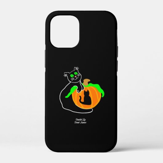 Zwarte kat pompoen Apple iPhone 12 Mini Hoesje (Achterkant)