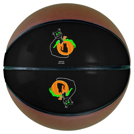 Zwarte Kat Pompoen Basketbal (Voorkant)