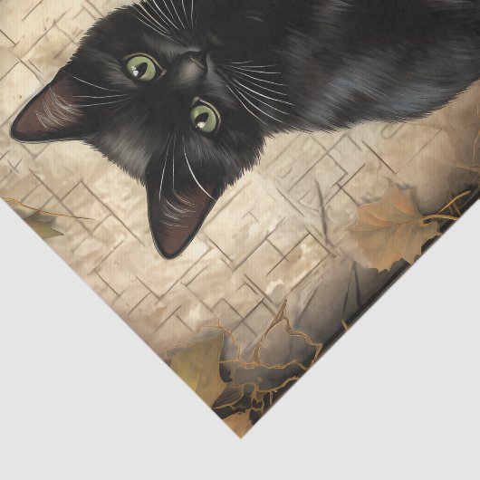  zwarte kat pompoen decoupage tissuepapier (Detail)