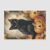  zwarte kat pompoen decoupage tissuepapier (Voorkant)