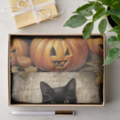  zwarte kat pompoen decoupage tissuepapier (Geschenk)