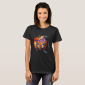Zwarte Kat Pompoen Enge Kat Halloween T-shirt (Voorkant volledig)