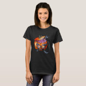 Zwarte Kat Pompoen Enge Kat Halloween T-shirt (Voorkant volledig)