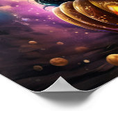 Zwarte Kat Pompoen Galaxy Poster (Hoek)