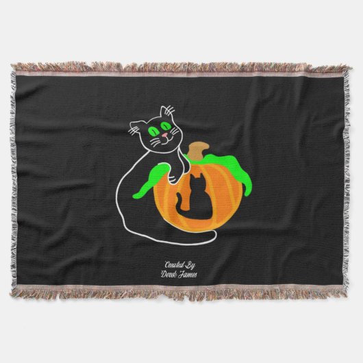 Zwarte kat pompoen gooien deken (Voorkant)