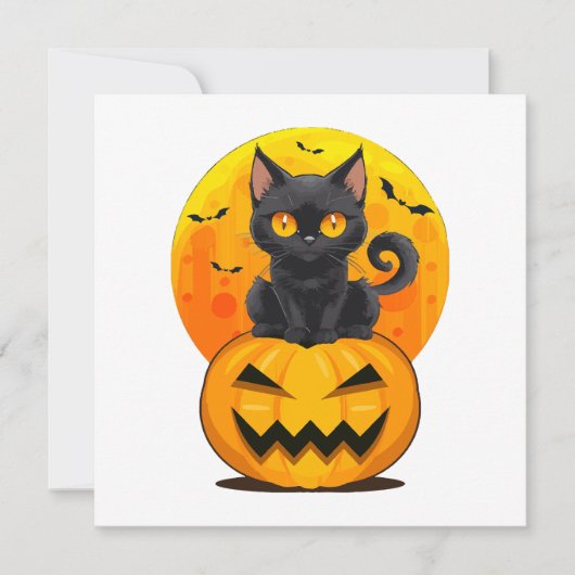 Zwarte Kat Pompoen Halloween Kostuum (Voorkant)