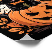 Zwarte Kat Pompoen Halloween Kostuum Herfst Poster (Hoek)