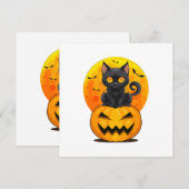 Zwarte Kat Pompoen Halloween Kostuum Kaart (Voorkant / Achterkant)
