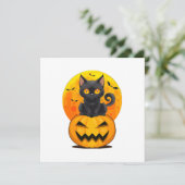Zwarte Kat Pompoen Halloween Kostuum Kaart (Staand voorkant)