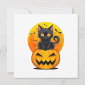 Zwarte Kat Pompoen Halloween Kostuum Kaart (Achterkant)