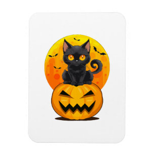 Zwarte Kat Pompoen Halloween Kostuum Magneet