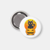 Zwarte Kat Pompoen Halloween Kostuum Magneet (Voorkant / Achterkant)