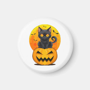 Zwarte Kat Pompoen Halloween Kostuum Magneet