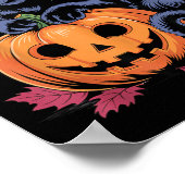Zwarte Kat Pompoen Halloween Kostuum Retro Herfst Poster (Hoek)
