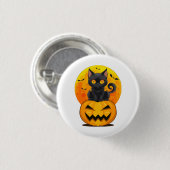 Zwarte Kat Pompoen Halloween Kostuum Ronde Button 3,2 Cm (Voorkant /achterkant)