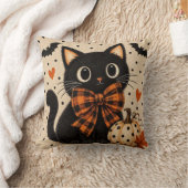 Zwarte kat & pompoen Halloween kussen (Deken)