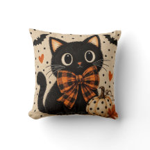 Zwarte kat & pompoen Halloween kussen