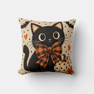 Zwarte kat & pompoen Halloween kussen