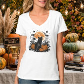 Zwarte Kat Pompoen Halloween T-shirt