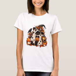 Zwarte kat pompoen Halloween T-shirt