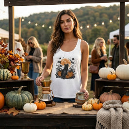 Zwarte Kat Pompoen Halloween Tanktop
