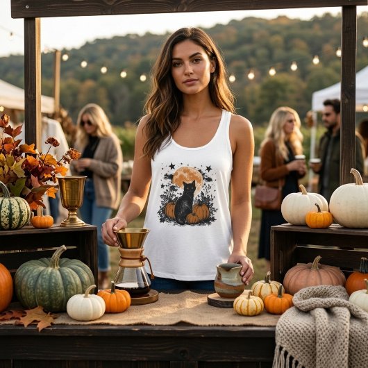 Zwarte Kat Pompoen Halloween Tanktop