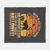 Zwarte Kat Pompoen Halloween Vector Ontwerp Fleece Deken (Voorkant (Horizontaal))