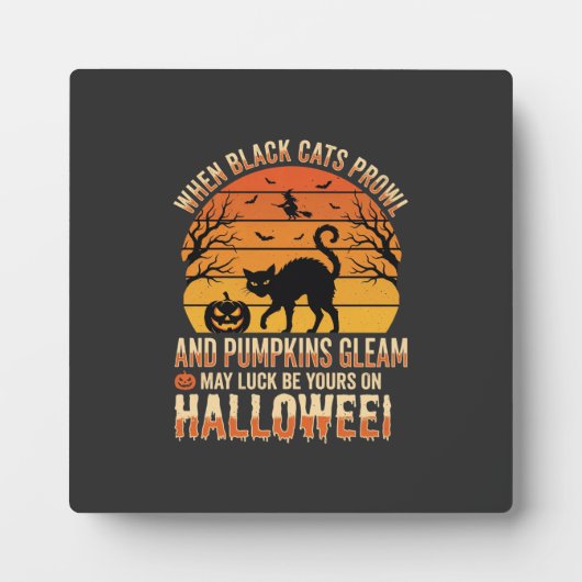 Zwarte Kat Pompoen Halloween Vector Ontwerp Fotoplaat (Voorkant)