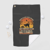 Zwarte Kat Pompoen Halloween Vector Ontwerp Golfhanddoek (Insitu)
