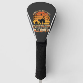 Zwarte Kat Pompoen Halloween Vector Ontwerp Golfheadcover