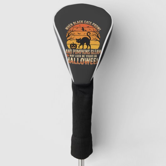 Zwarte Kat Pompoen Halloween Vector Ontwerp Golfheadcover (Voorkant)