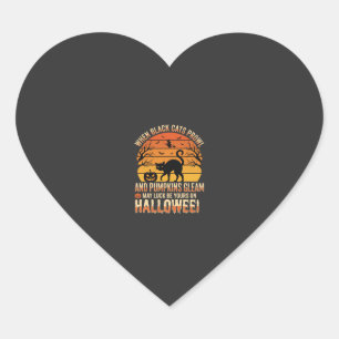 Zwarte Kat Pompoen Halloween Vector Ontwerp Hart Sticker