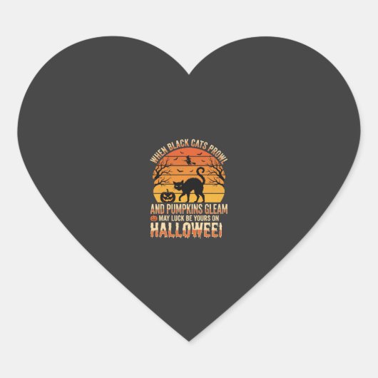 Zwarte Kat Pompoen Halloween Vector Ontwerp Hart Sticker (Voorkant)