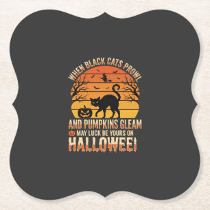Zwarte Kat Pompoen Halloween Vector Ontwerp Kartonnen Onderzetters