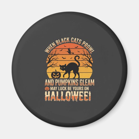 Zwarte Kat Pompoen Halloween Vector Ontwerp Magneet (Voorkant)