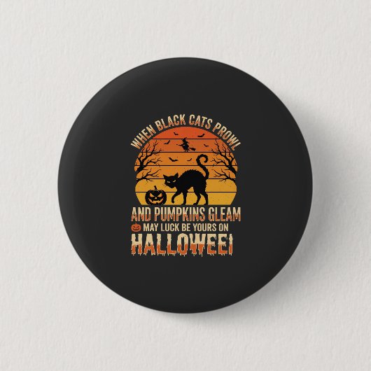 Zwarte Kat Pompoen Halloween Vector Ontwerp Ronde Button 5,7 Cm (Voorkant)