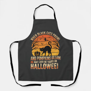 Zwarte Kat Pompoen Halloween Vector Ontwerp Schort