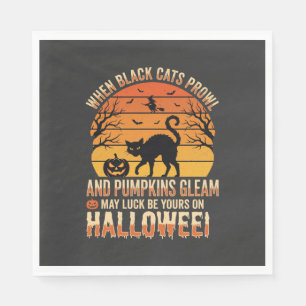 Zwarte Kat Pompoen Halloween Vector Ontwerp Servet