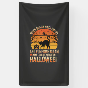 Zwarte Kat Pompoen Halloween Vector Ontwerp Spandoek
