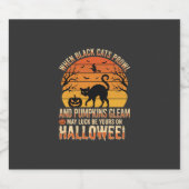 Zwarte Kat Pompoen Halloween Vector Ontwerp Sparkling Wijnetiket (Enkel label)