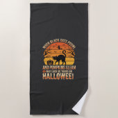Zwarte Kat Pompoen Halloween Vector Ontwerp Strandlaken (Voorkant)