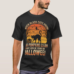 Zwarte Kat Pompoen Halloween Vector Ontwerp T-shirt