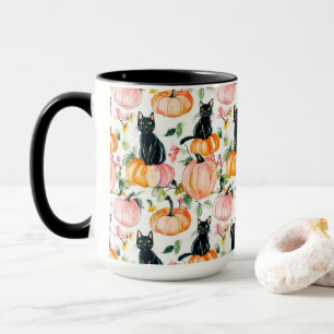 Zwarte Kat & Pompoen Herfst Griezelige Halloween K Mok
