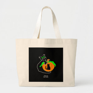 Zwarte kat pompoen jumbo Canvas tas