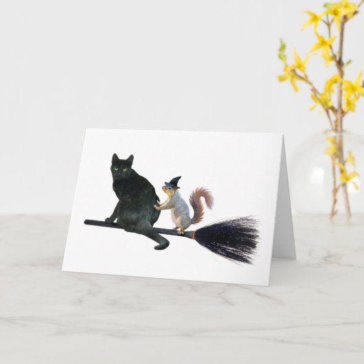 Zwarte kat pompoen Kaart (Gele Bloem)