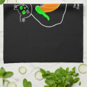 Zwarte kat pompoen keukenhanddoek (Gevouwen)