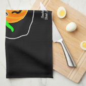 Zwarte kat pompoen keukenhanddoek (Quarter Fold)