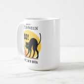 Zwarte Kat Pompoen Koffie met Boos Halloween Koffiemok (Voorkant links)